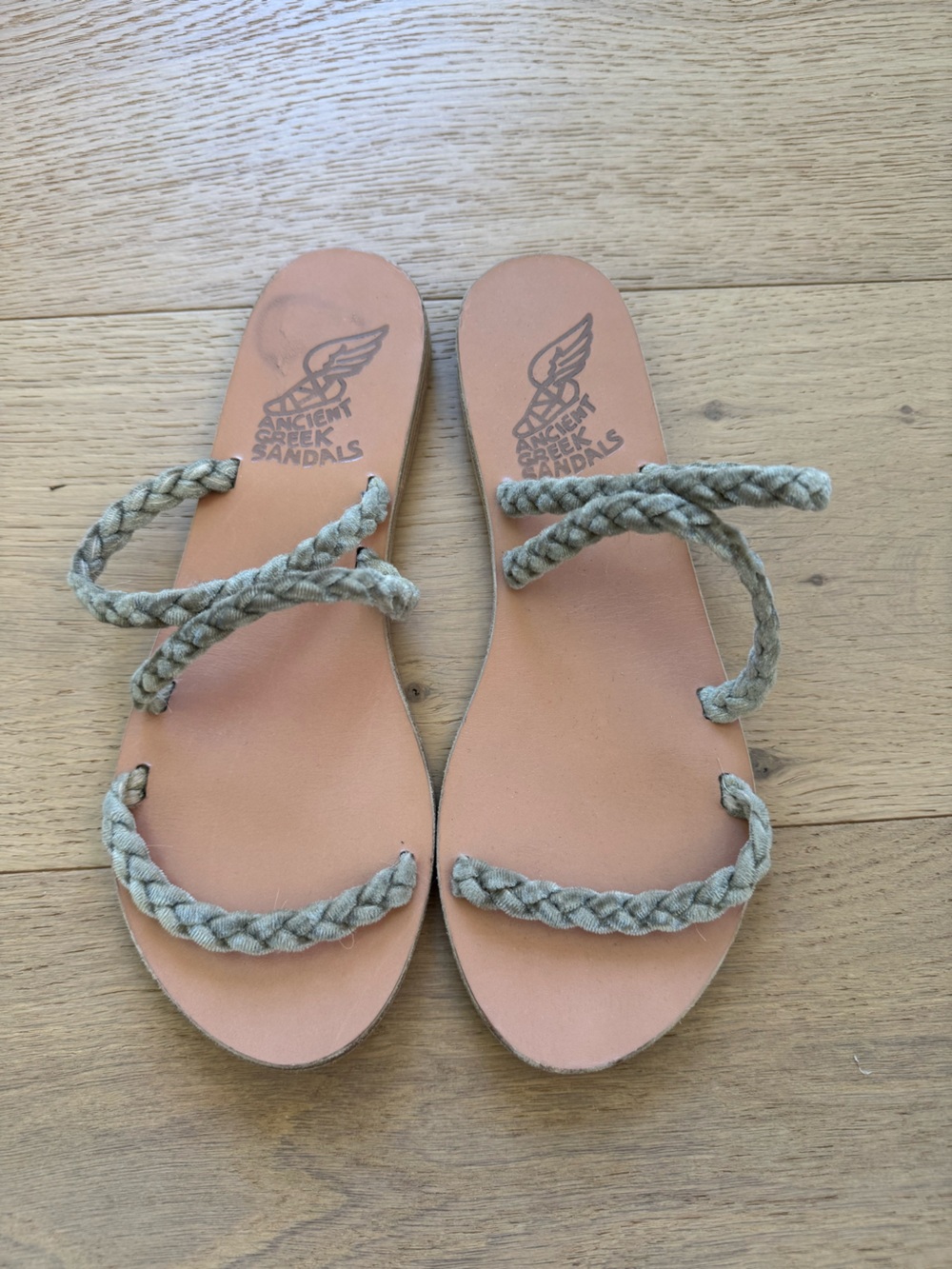 Ancient Greek Sandals Braided Rope Toe-Loop Sandals in Sage